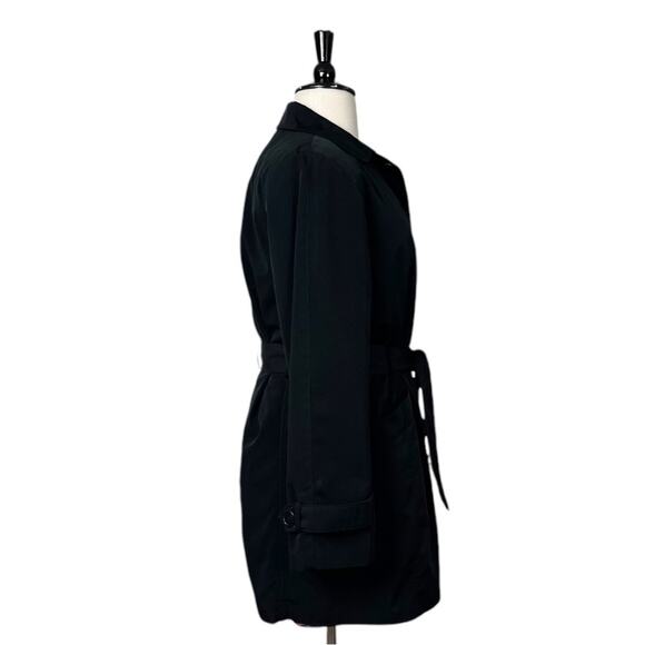 London Fog Trench Coat Classic Black Belted Button Front Women’s Size XL - Picture 3 of 11
